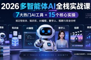 2026多智能体AI全栈实战课｜7大热门AI工具+15个核心实操，搞定智能体、…