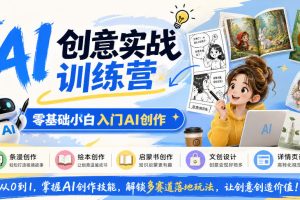 AI创意实战训练营，零基础小白入门AI创作，解锁条漫、绘本、启蒙书、文…