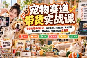 宠物赛道带货实战课，零基础零成本起号，场景搭建、文案拍摄、网感剪辑…