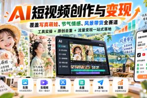 梅子老师·AI短视频创作与变现，覆盖写真萌娃、节气情感、风景带货全赛…