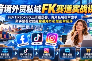 跨境外贸私域FK赛道实战课｜FB/TikTok/IG三渠道获客，海外私域聊单出单…