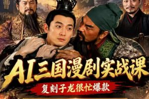 抖音14W粉博主同款AI三国漫剧实战课，复刻子龙很忙爆款，从脚本、人物…