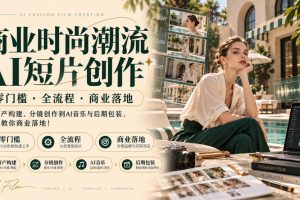 商业时尚潮流AI短片创作｜零门槛·全流程·商业落地，从资产构建、分镜…
