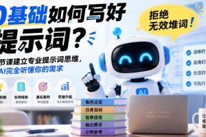0基础如何写好提示词，拒绝无效堆词！一节课建立专业提示词思维，让AI…