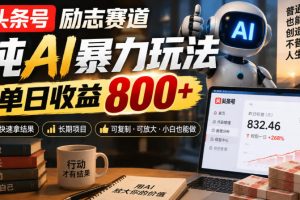头条号励志赛道，纯AI暴力玩法，单日收益800+，快速拿结果，长期项目 …