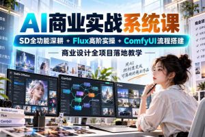 AI商业实战系统课SD全功能深耕+Flux高阶实操+Comfyui流程搭建，商业设计全项目落地教学