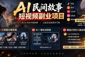 AI民间故事短视频副业项目，三视图分镜实操