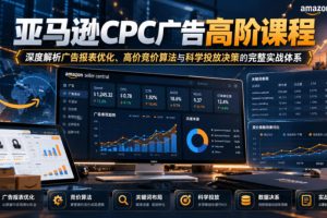 亚马逊CPC广告高阶课程,深度解析广告报表优化、高价竞价算法与科学投…