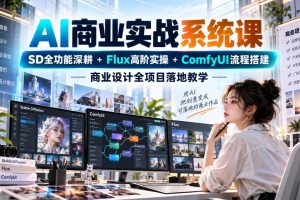 AI商业实战系统课｜SD全功能深耕+Flux高阶实操+Comfyui流程搭建【百度网盘】