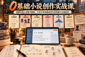 0基础小说创作实战课|掌握大纲人设情节模板,不用文笔也能高效写出短…