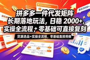 拼多多一件代发矩阵长期玩法：选品货源+实操全流程（百度网盘）