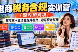 电商税务合规实训营（国内加跨境），教电商人合法合规降税负，避开税务…