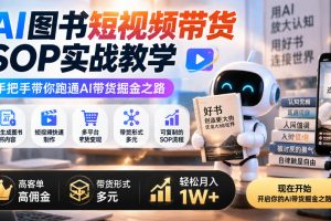 AI图书短视频带货SOP实战教学,手把手带你跑通AI带货掘金之路,带货形…