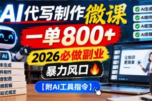 AI代写制作微课,2026必做副业,暴力风口【附AI工具指令】【揭秘】