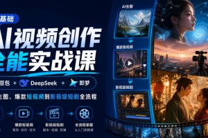 零基础AI视频创作全能实战课|豆包+DeepSeek+即梦,从AI生图、爆款短视…