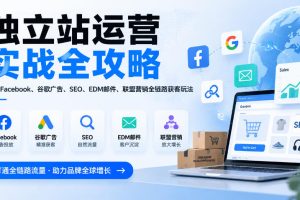 独立站运营实战全攻略，覆盖Facebook、谷歌广告、SEO、EDM邮件、联盟营…