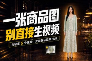 女装AI视频总翻车?问题不在提示词,女装展示视频Skill先锁定5个变量!…
