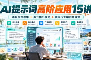AI提示词高阶应用15讲通用指令思维+多元输出模式+商业行业案例全落地