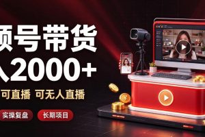 通过视频号带货日入2k+，可纯视频可直播可无人直播，多种玩法，长期项…