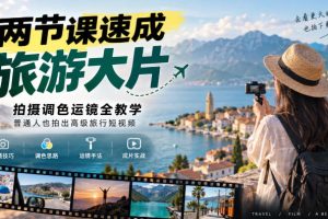 两节课速成旅游大片｜拍摄调色运镜全教学，普通人也拍出高级旅行短视频…