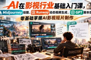 AI在影视行业基础入门课，Midjourney绘图、Runway动态视频生成、GPT脚本创作，零基础掌握AI影视短片制作