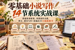 零基础小说写作14节课,网文剧本与投稿出书