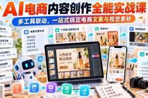 AI电商内容创作全能实战课|多工具联动,一站式搞定电商文案与视觉素材…