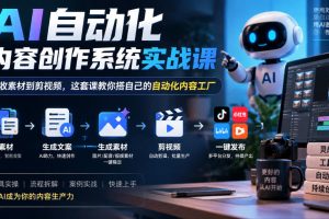 AI自动化内容创作系统实战课｜从素材到剪视频搭内容生产线（百度网盘）