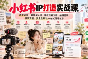 小红书ip打造实战课，商业定位、差异化人设、爆款选题文案、拍摄剪辑、…