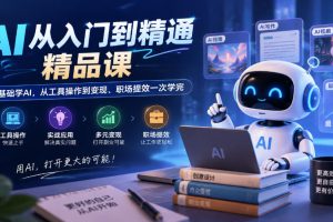 AI从入门到精通精品课，零基础学AI，从工具操作到变现、职场提效一次学…