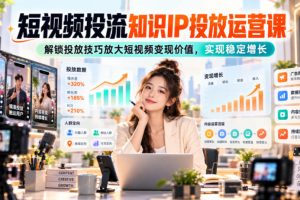 短视频投流知识IP投放运营课，解锁投放技巧放大短视频变现价值，实现稳…