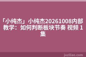 「小纯杰」小纯杰20261008内部教学：如何判断板块节奏 视频 1集