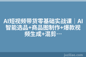 AI短视频带货零基础实战课｜AI智能选品+商品图制作+爆款视频生成+混剪…