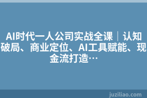 AI时代一人公司实战全课｜认知破局、商业定位、AI工具赋能、现金流打造…