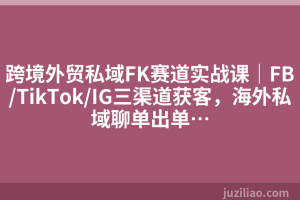 跨境外贸私域FK赛道实战课｜FB/TikTok/IG三渠道获客，海外私域聊单出单…
