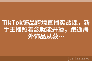TikTok饰品跨境直播实战课，新手主播照着念就能开播，跑通海外饰品从获…