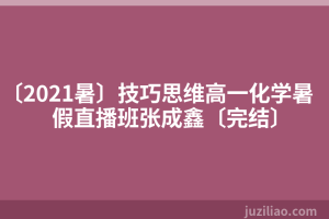 〔2021暑〕技巧思维高一化学暑假直播班张成鑫〔完结〕