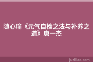 随心瑜《元气自检之法与补养之道》唐一杰