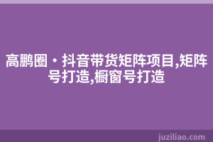 高鹏圈·抖音带货矩阵项目,矩阵号打造,橱窗号打造