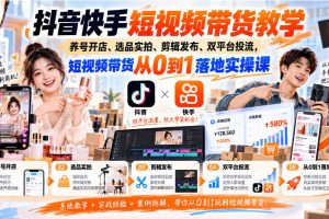小秦要努力蛙-抖音快手短视频带货教学｜养号开店、选品实拍、剪辑发布…