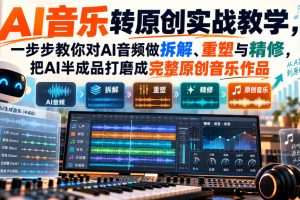 AI音乐转原创实战教学，一步步教你对AI音频做拆解、重塑与精修，把AI半…